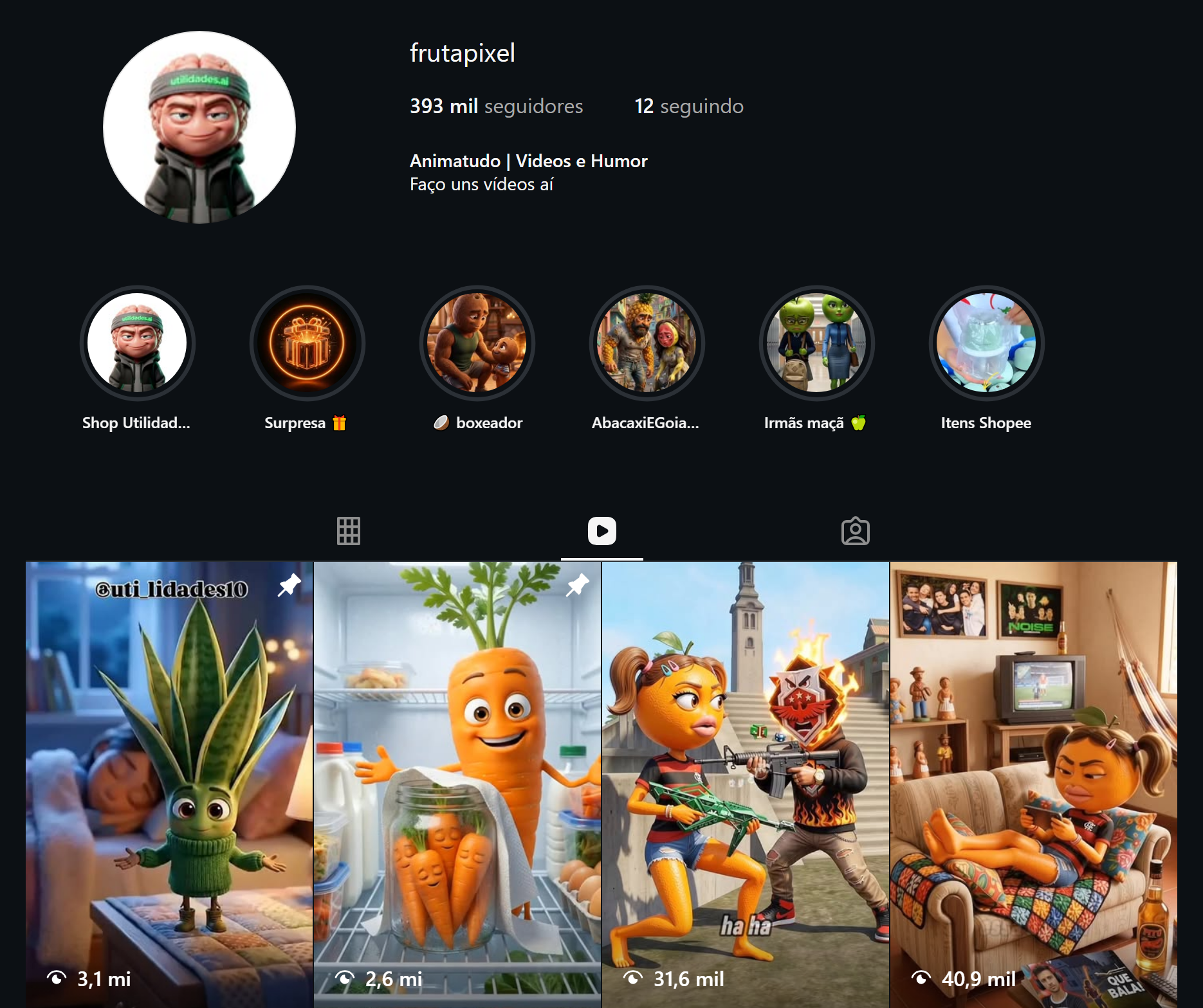 Perfil Instagram @frutapixel 393 mil seguidores